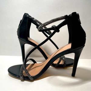 BCBGeneration Black Heels with Silver Straps